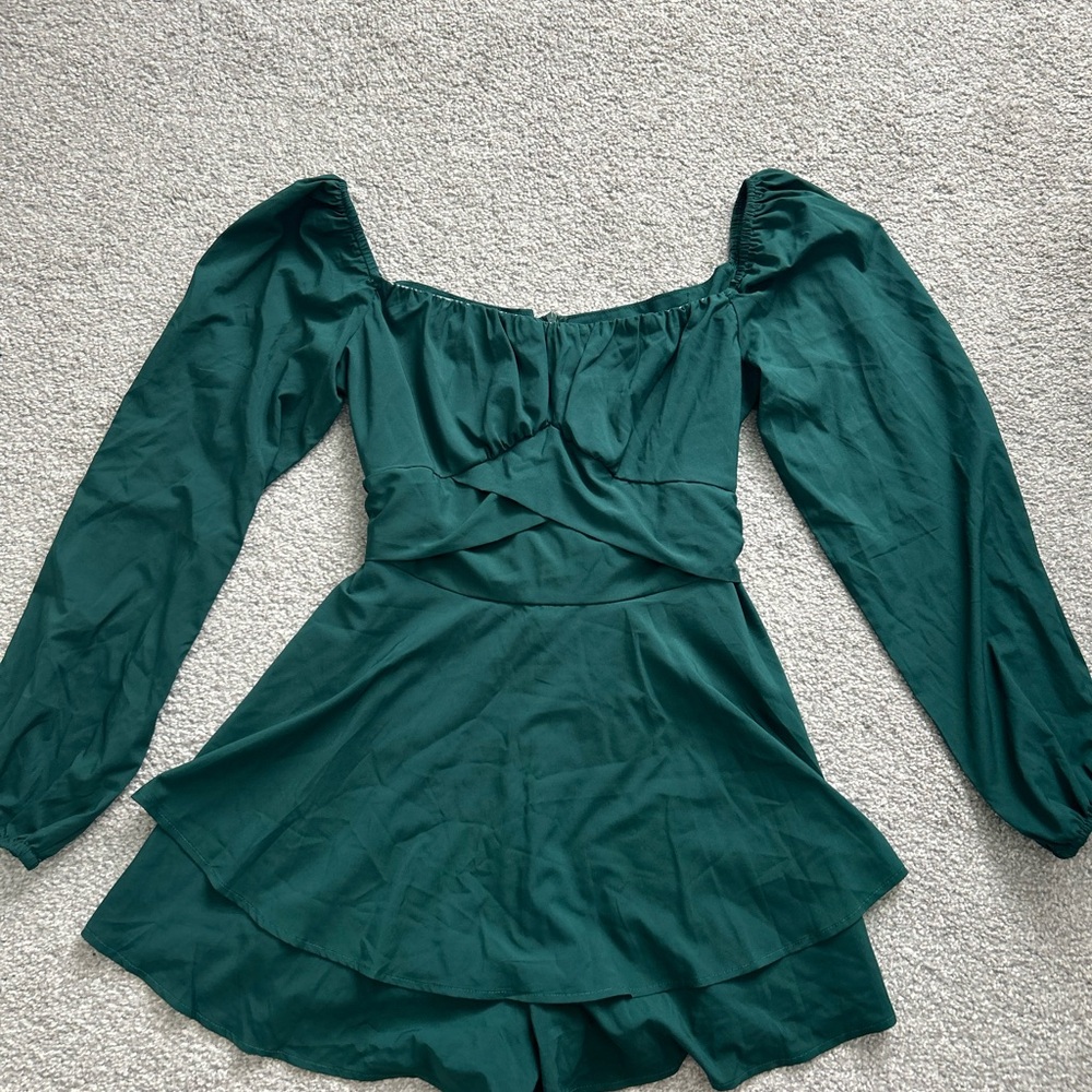 Green long sleeve romper